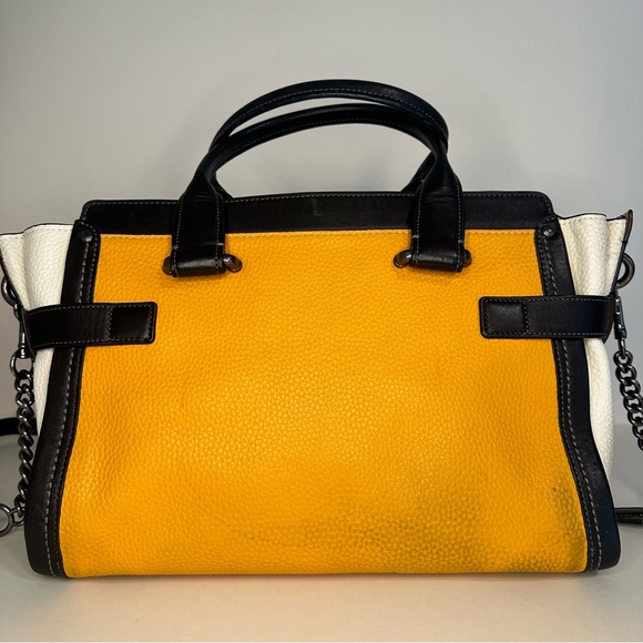 Coach Rare Color Block Swagger 27 Pebble Leather Chain Strap Shoulder Bag - Picture 8 of 14